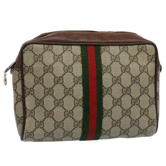 Luxury Gucci GG Canvas Web Sherry Line Clutch Bag Beige Red Green 84 01 012  54726