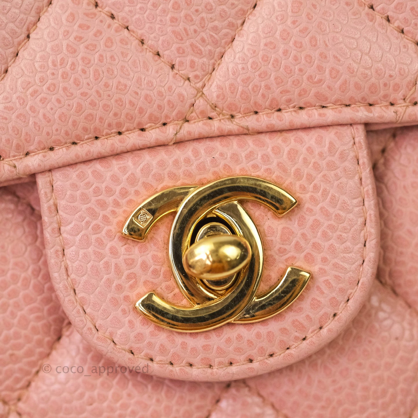 Chanel Quilted Vintage Mini Square Flap Pink Caviar 24K Gold Hardware