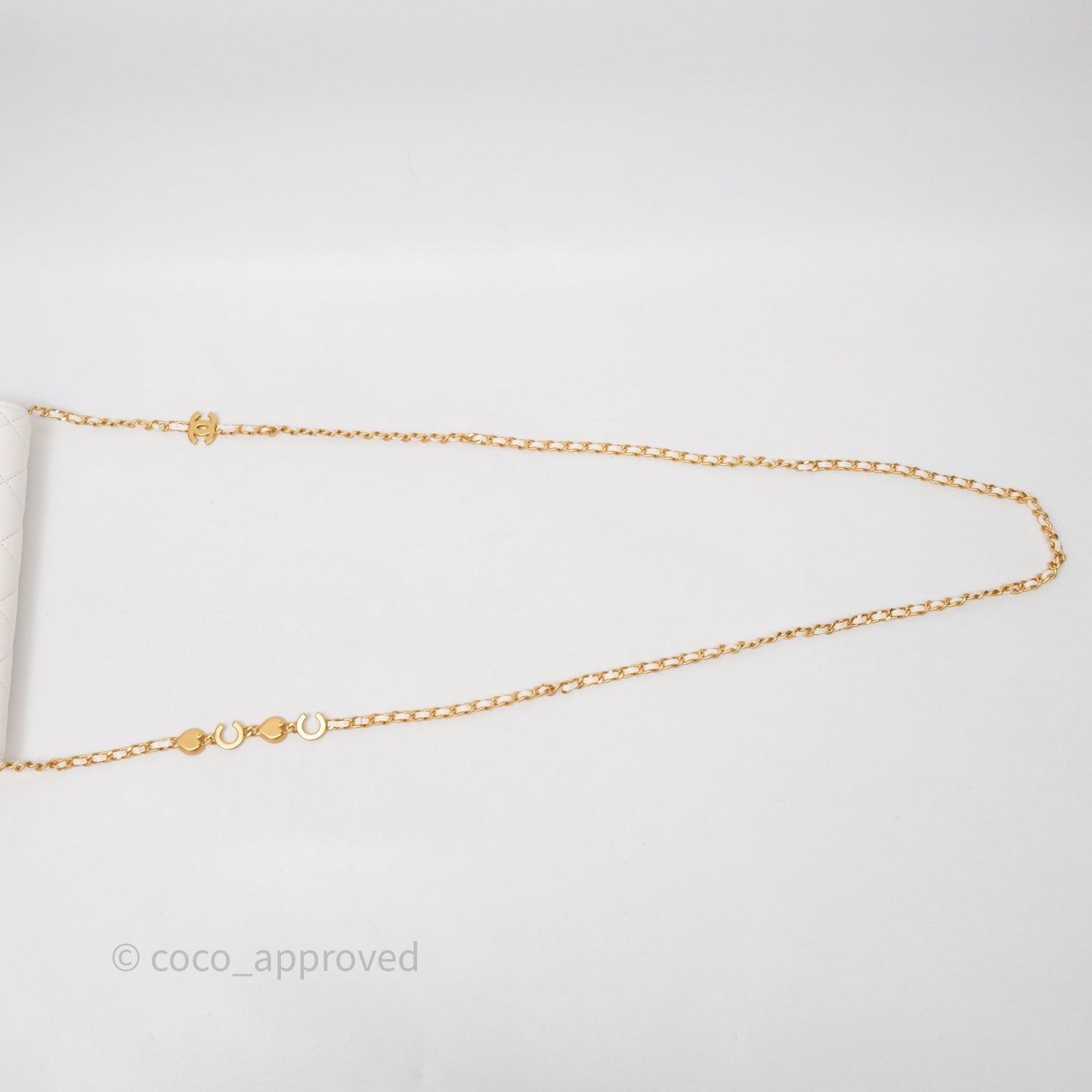 Chanel Coco Heart Chain WOC Ivory White Lambskin Aged Gold Hardware 22K