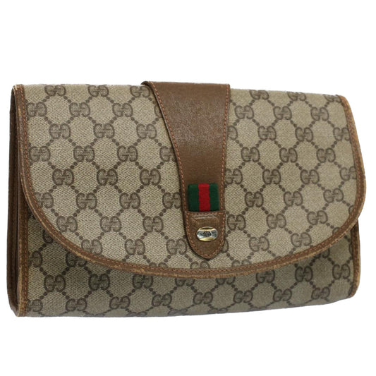 Luxury Gucci GG Canvas Web Sherry Line Clutch Bag Beige Red Green 89 01 030  54732