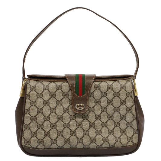 Luxury Gucci GG Canvas Web Sherry Line Shoulder Bag Beige Red 116 02 076  54737