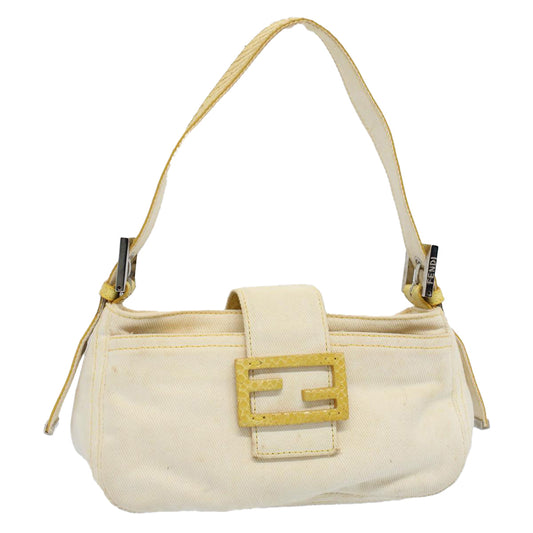 Luxury FendiMamma Baguette Shoulder Bag Canvas Beige Yellow54739