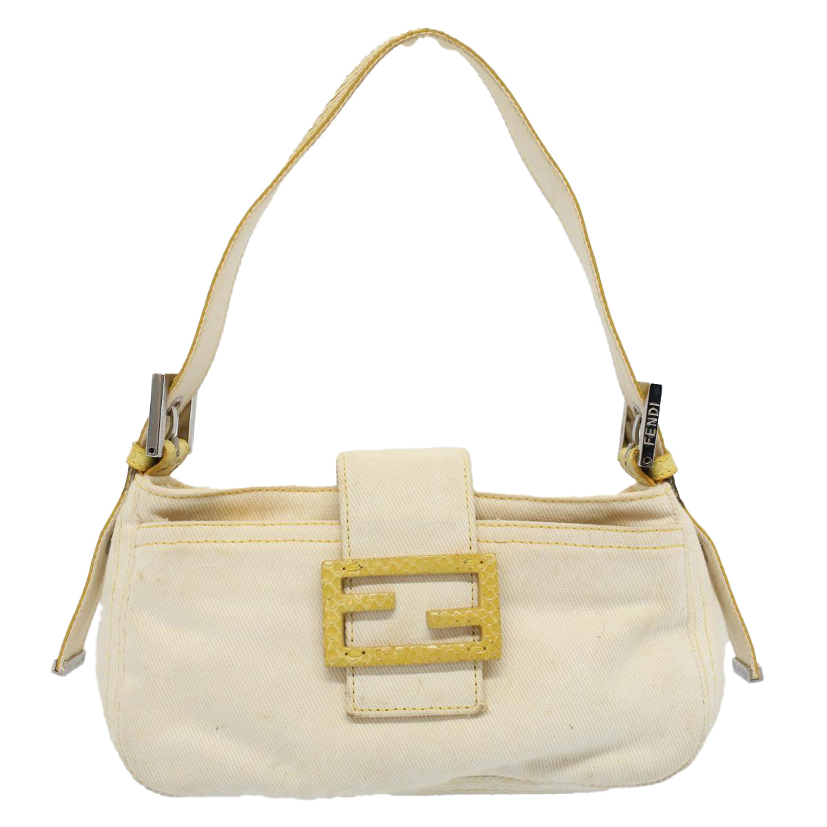 Luxury FendiMamma Baguette Shoulder Bag Canvas Beige Yellow54739