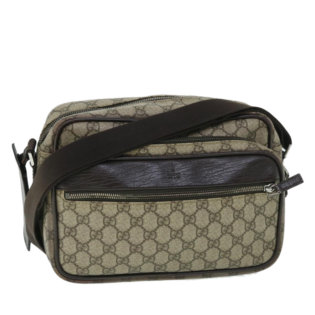 Luxury Gucci GG Canvas Shoulder Bag PVC Leather Beige 114531  54753