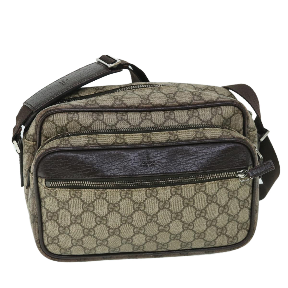 Luxury Gucci GG Canvas Shoulder Bag PVC Leather Beige 114531  54753