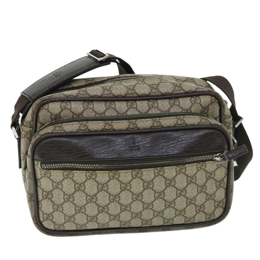 Luxury Gucci GG Canvas Shoulder Bag PVC Leather Beige 114531  54753