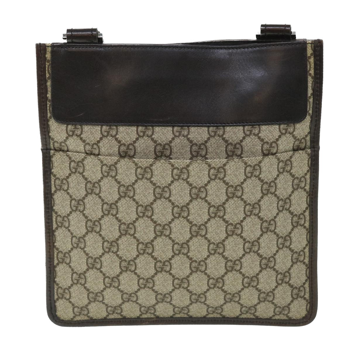 Luxury Gucci GG Canvas Shoulder Bag PVC Leather Beige 27639  54754