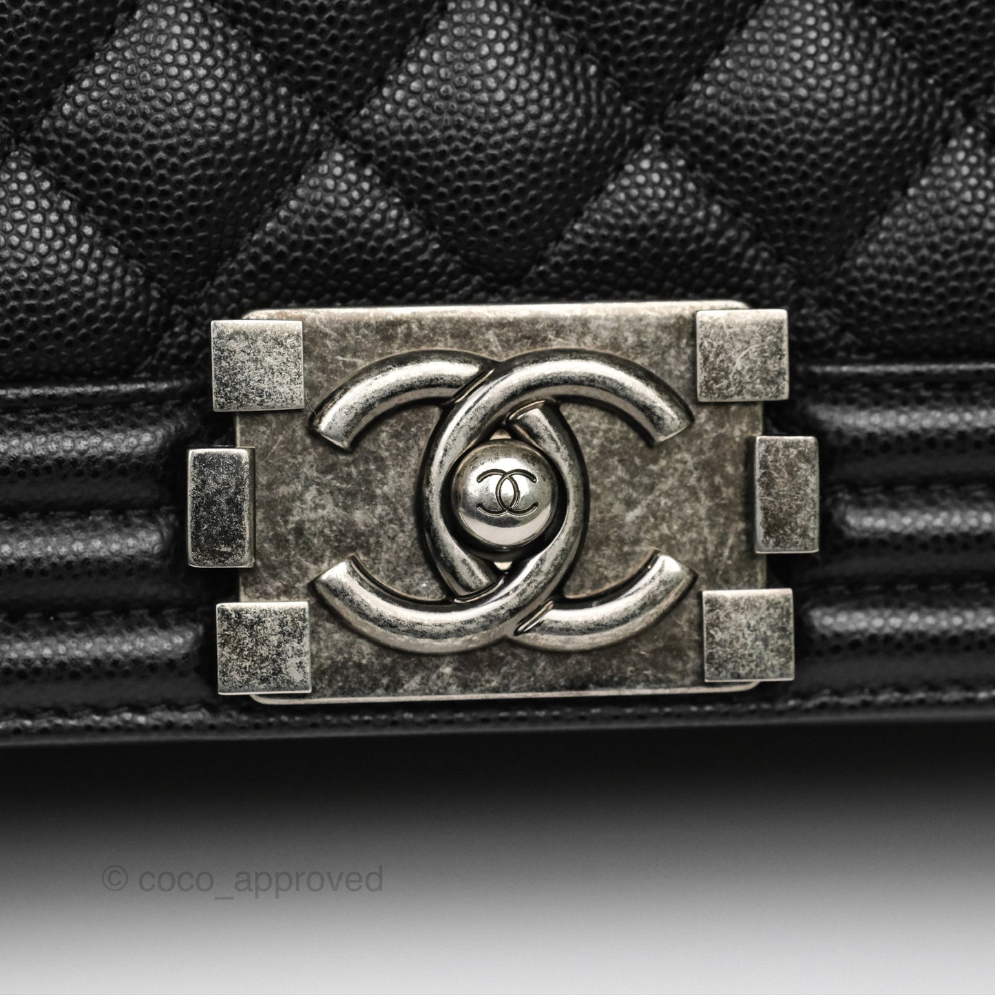 Chanel Medium Boy Quilted Black Caviar Ruthenium Hardware