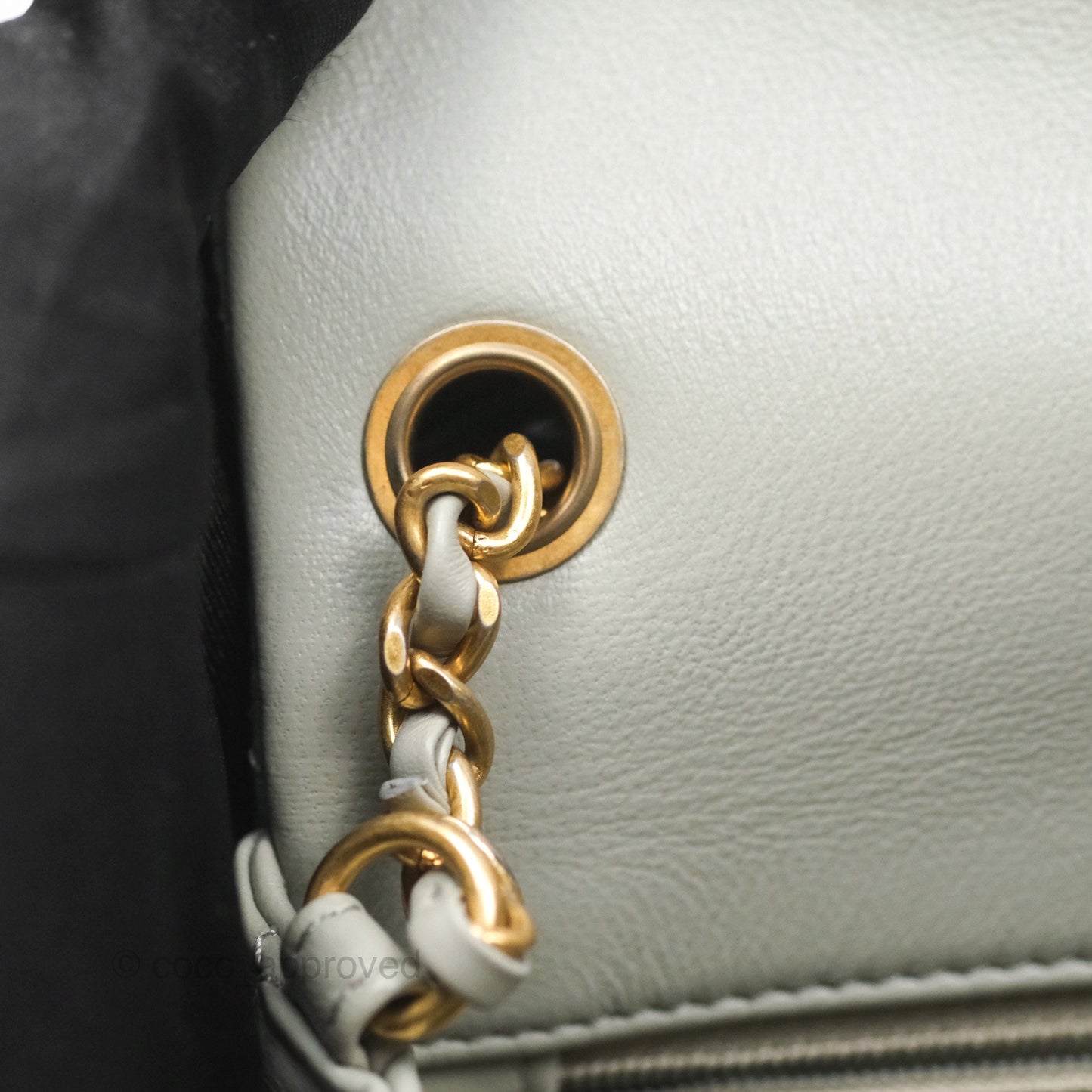 Chanel Mini Rectangular Pearl Crush Grey Lambskin Aged Gold Hardware