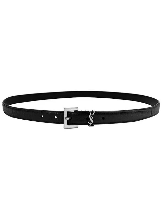 Luxury Saint Laurent Men's Monogram Grain Belt Black