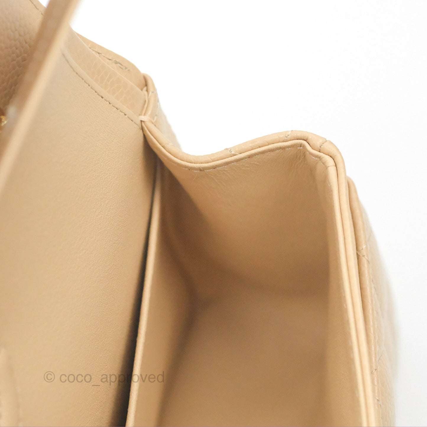 Chanel Small Quilted Classic Flap Beige Caviar Gold Hardware