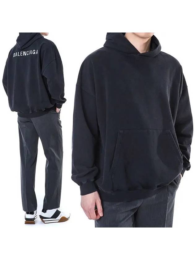 Luxury Balenciaga Logo Back Large Fit Hoodie Black