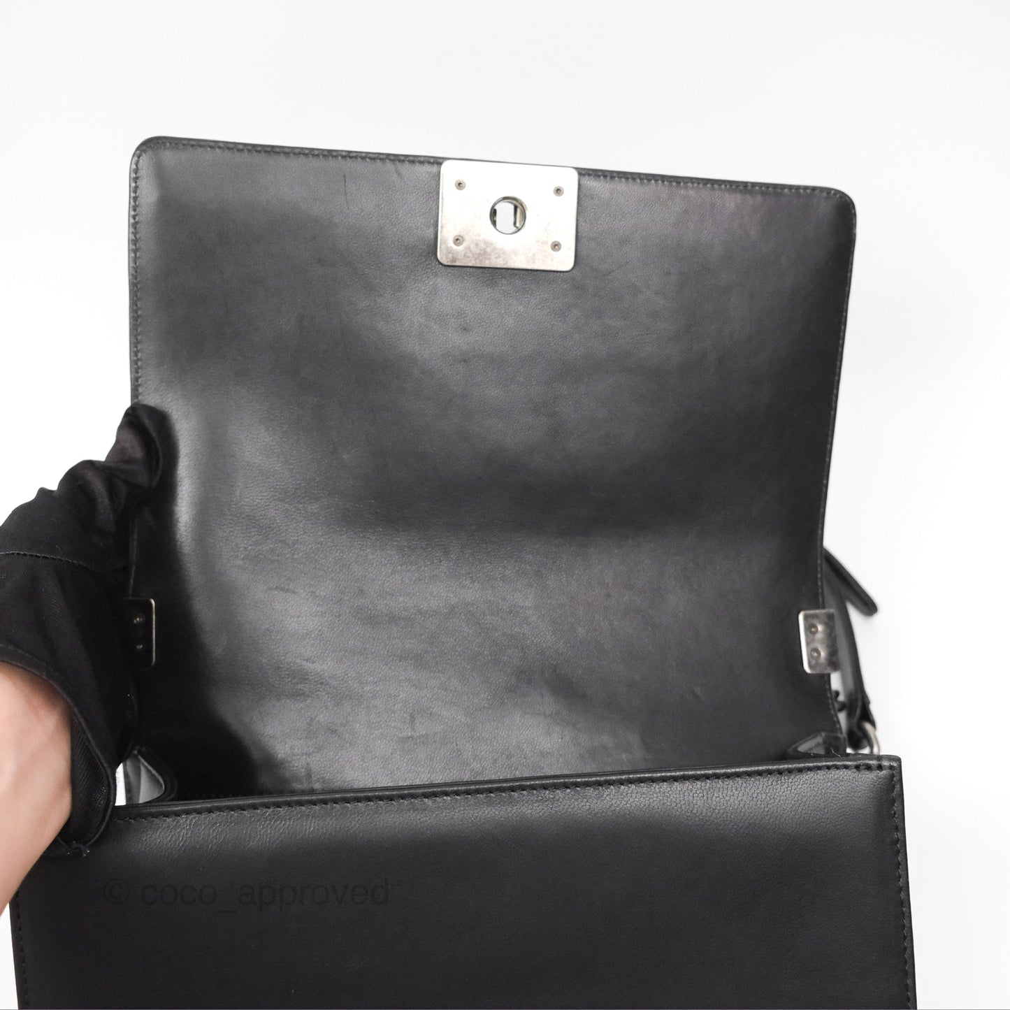 Chanel Quilted Medium Boy Black Lambskin Ruthenium Hardware