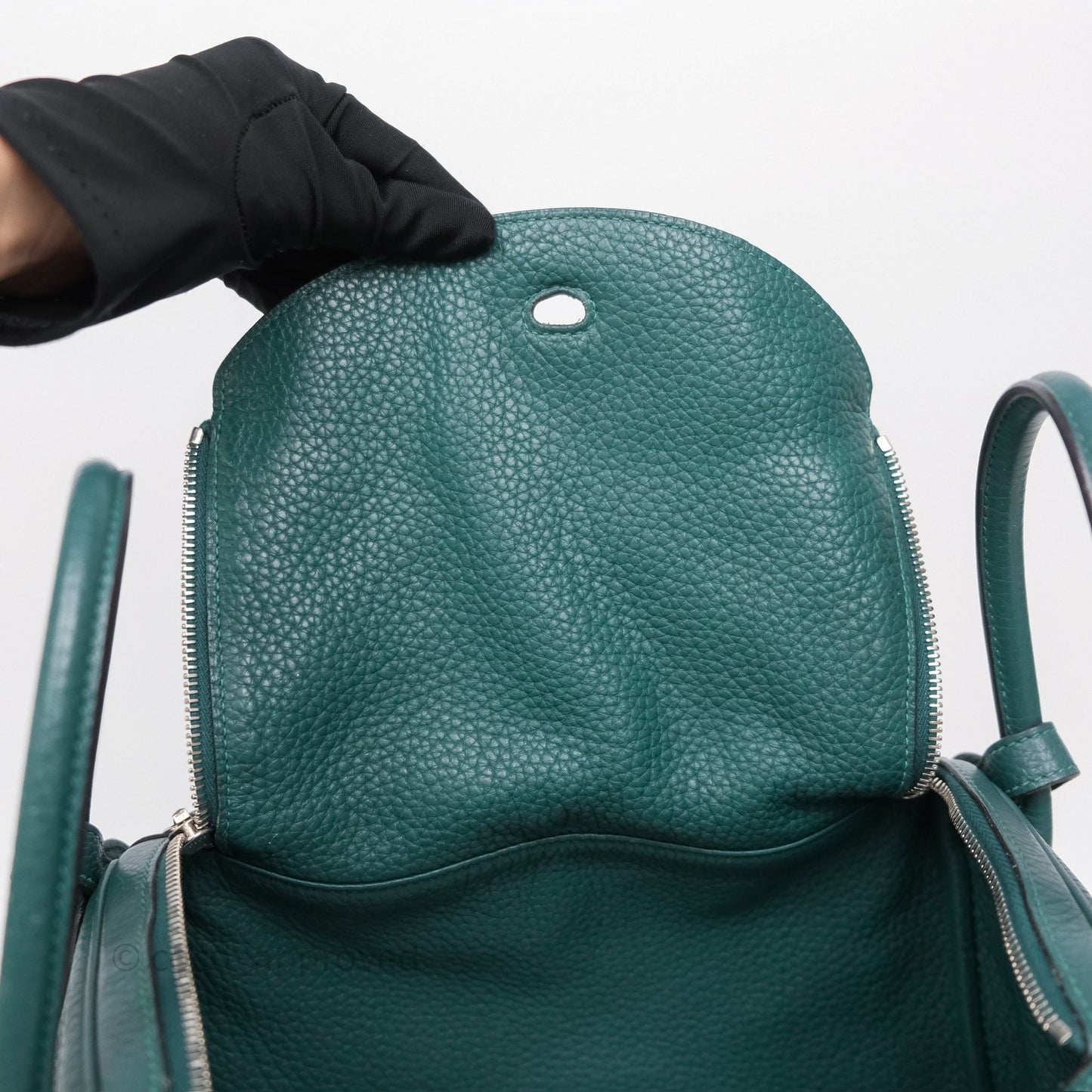 Hermès Lindy 30 Malachite Z6 Clemence Palladium Hardware