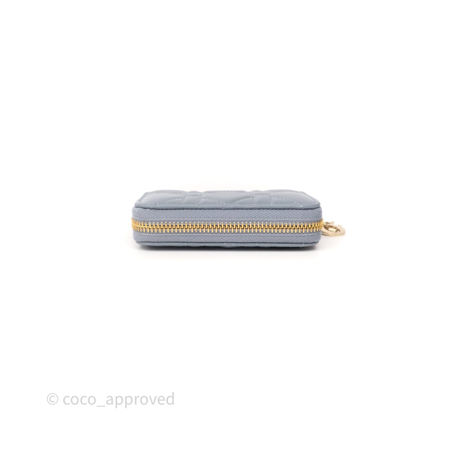 Dior Small Lady Dior Voyageur Coin Purse Cloud Blue Lambskin Cannage
