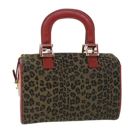 Luxury FendiLeopard Boston Bag Canvas Brown54817