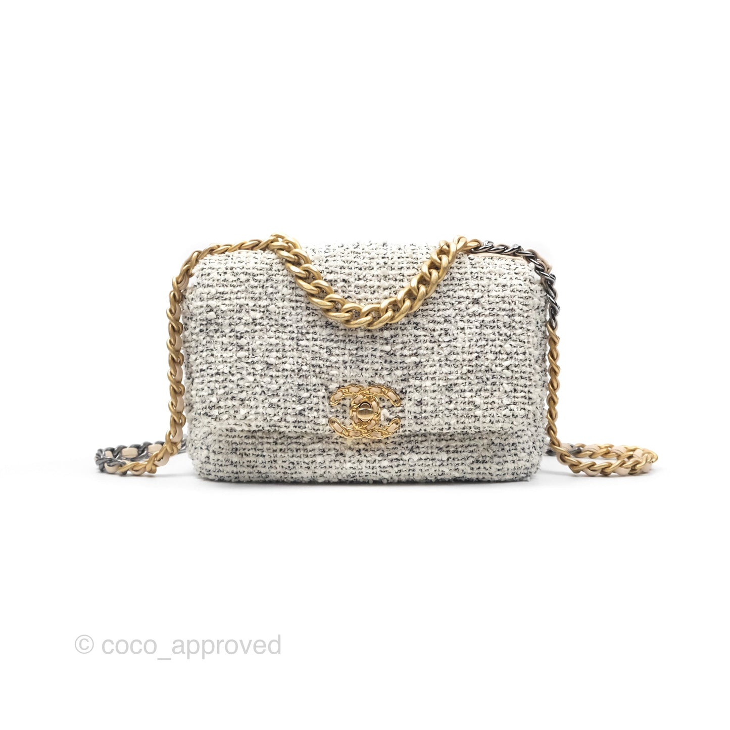 Chanel 19 Small Tweed Oreo Cream Mixed Hardware