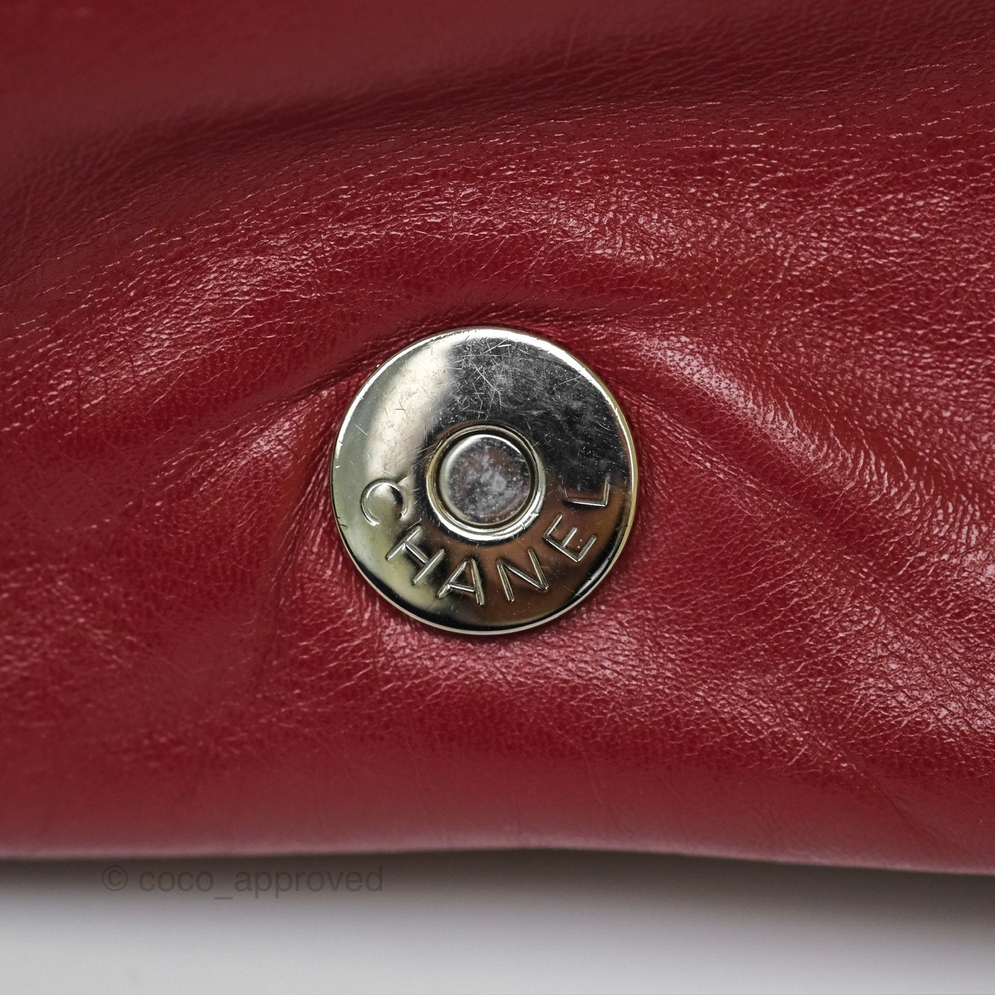 Chanel CC Flap Shoulder Bag Dark Red Crumpled Leather Silver Hardware