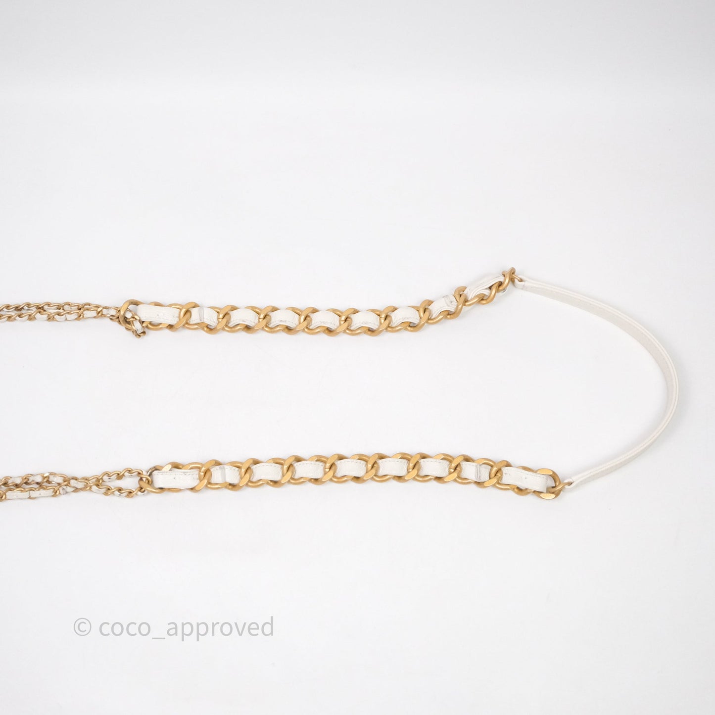 Chanel Mini Flap White Caviar Bag Double Chain Gold Hardware