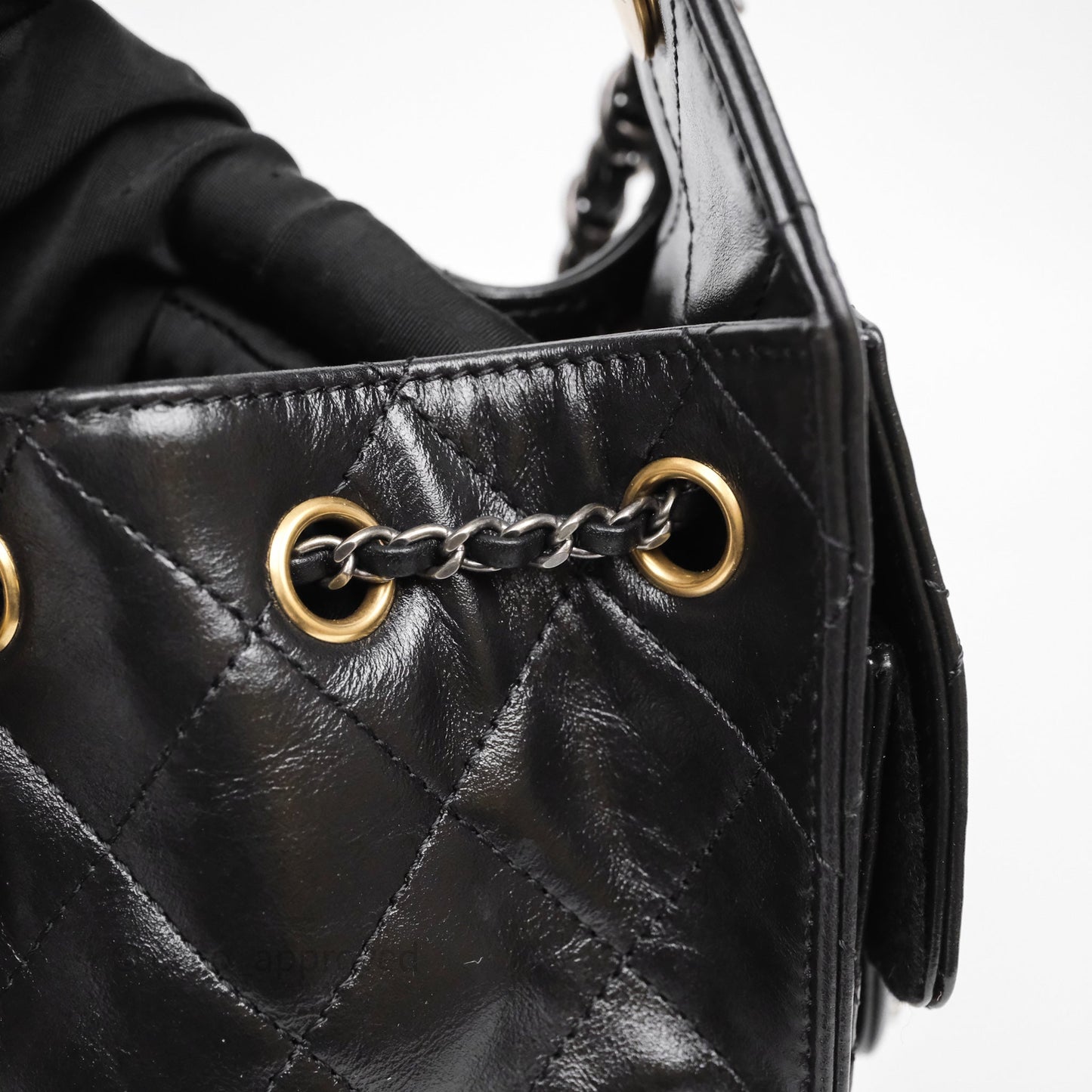 Chanel 25 Mini Black Shiny Crumpled Calfskin Mixed Hardware