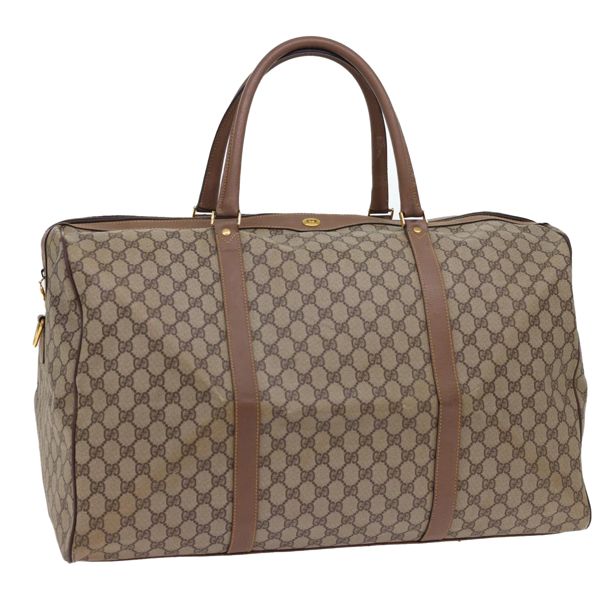 Luxury Gucci GG Canvas Boston Bag PVC Leather Beige 012.123.6081.55  54849