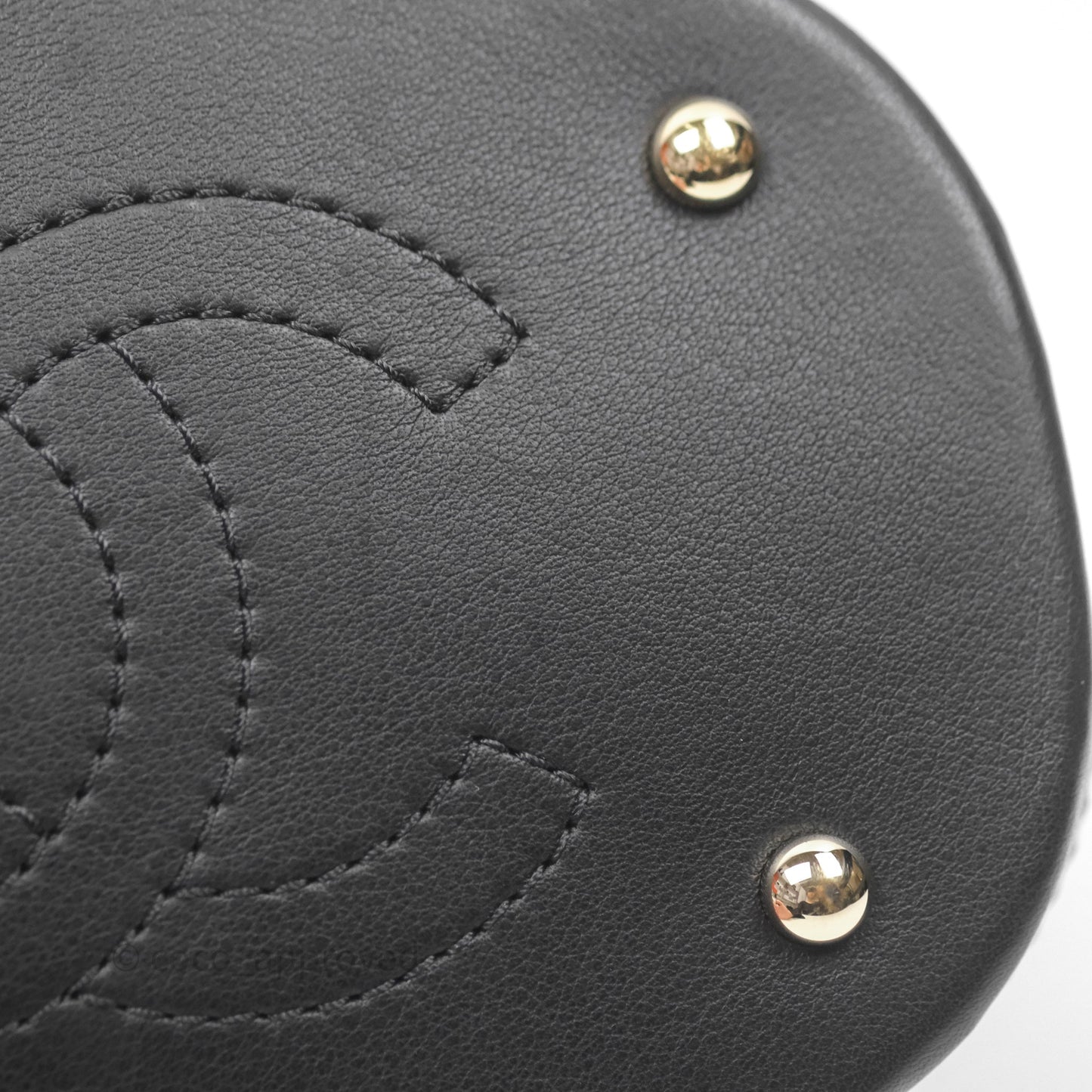 Chanel Quilted Drawstring Bucket Bag Black Calfskin Gold Hardware
