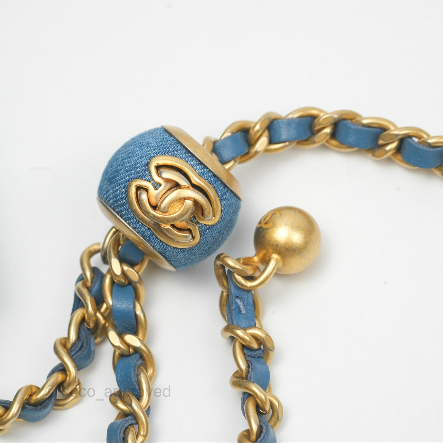 Chanel Quilted Pearl Crush Wallet on Chain WOC Denim Aged Gold Hardware