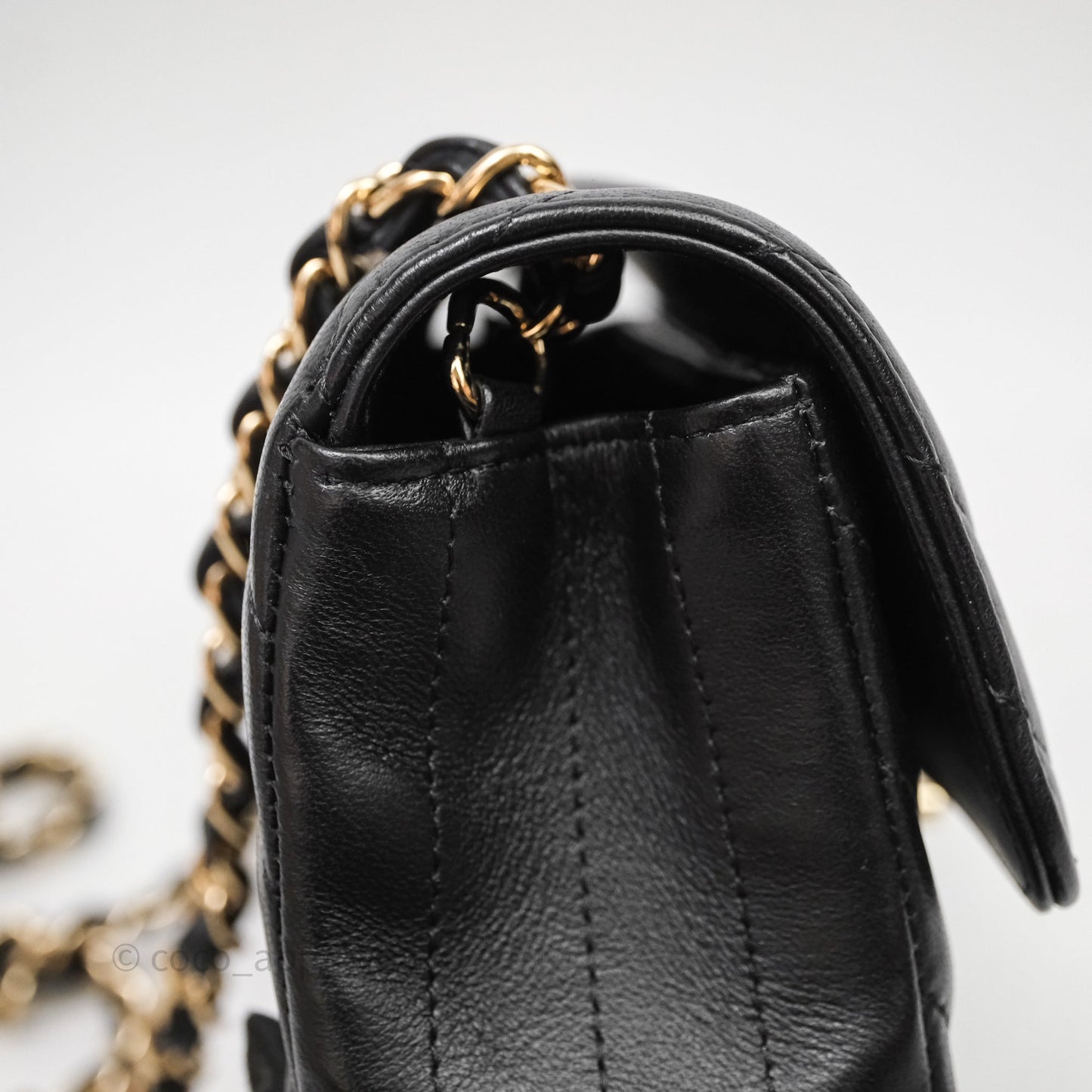 Chanel Quilted Mini Rectangular Chevron Black Lambskin Gold Hardware