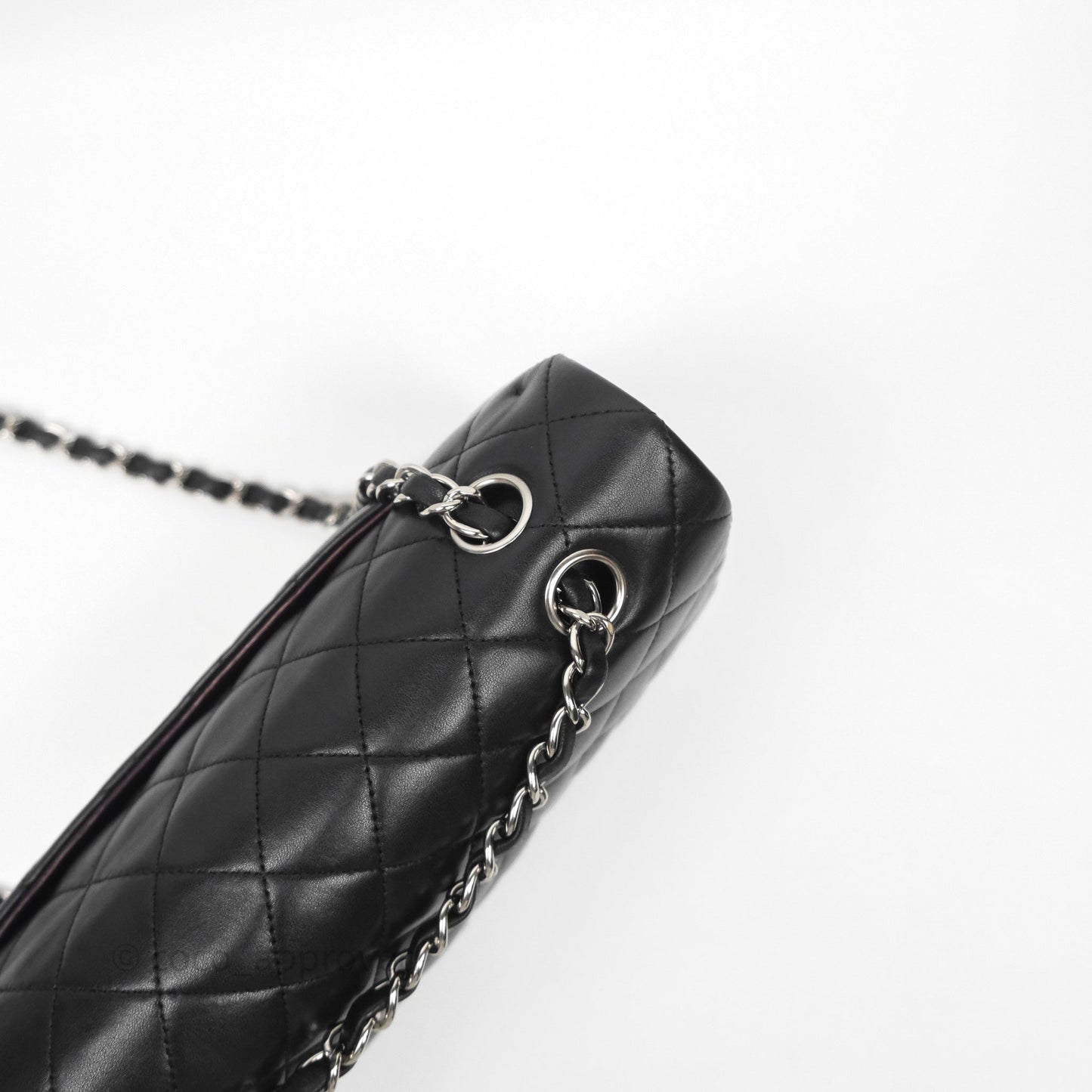 Chanel Classic M/L Medium Flap Quilted Black Lambskin Silver Hardware