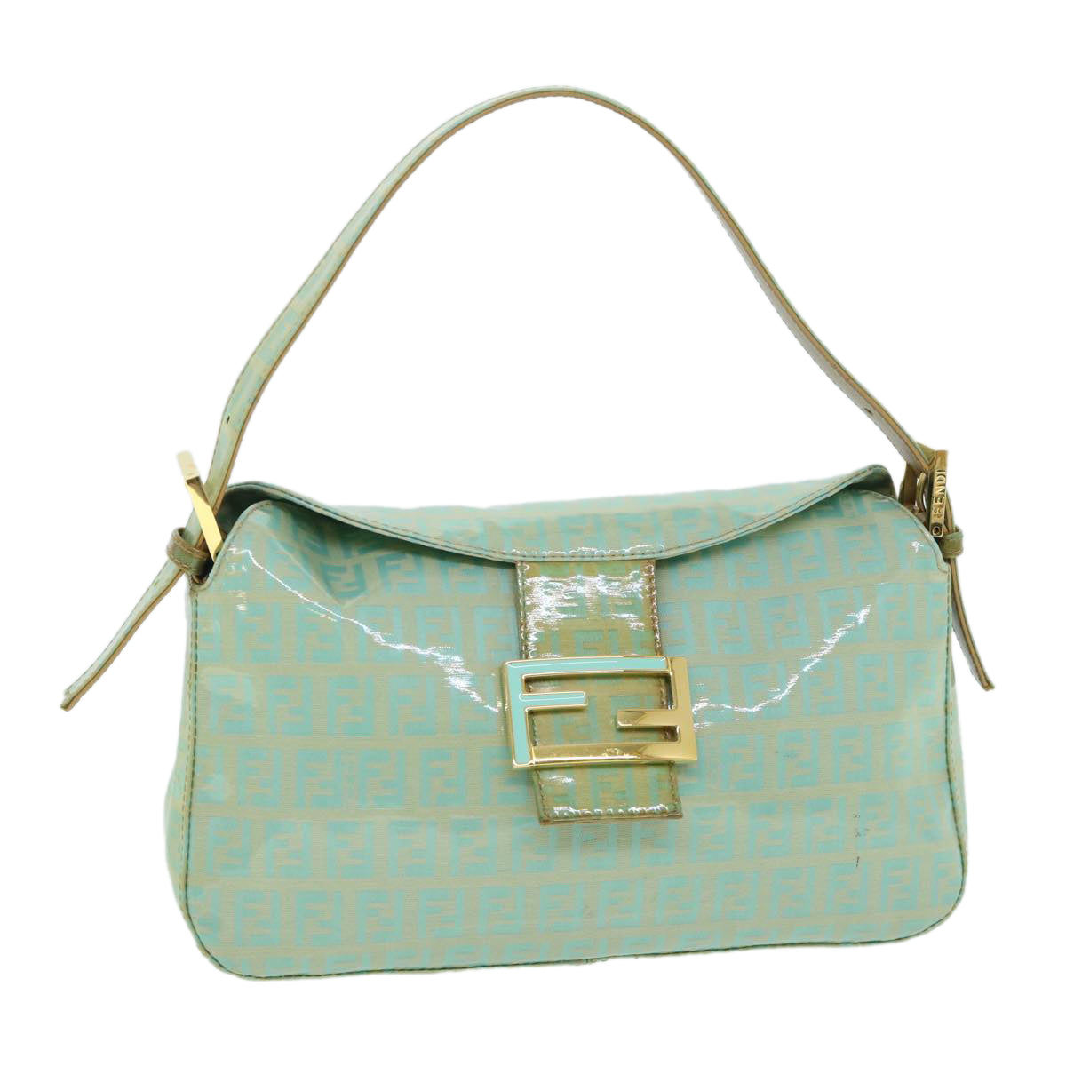 Luxury FendiZucchino Canvas Mamma Baguette Shoulder Bag Coated Canvas Blue54889