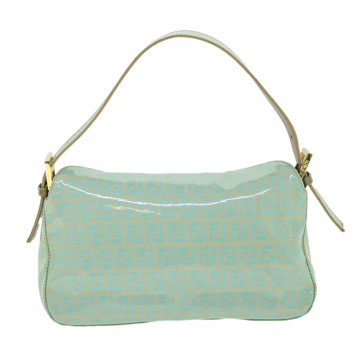 Luxury FendiZucchino Canvas Mamma Baguette Shoulder Bag Coated Canvas Blue54889