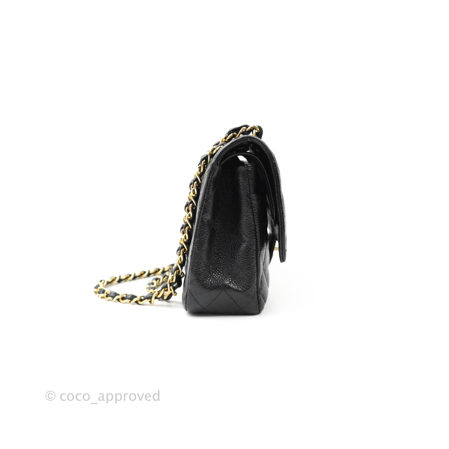 Chanel Quilted M/L Medium Double Flap Black Caviar Gold Hardware
