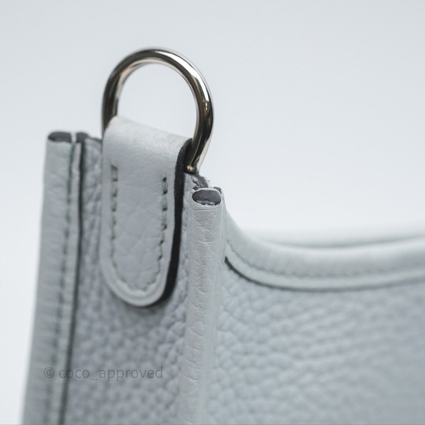 Hermès Mini Evelyne 16 Bleu Pale 08 Clemence Palladium Hardware