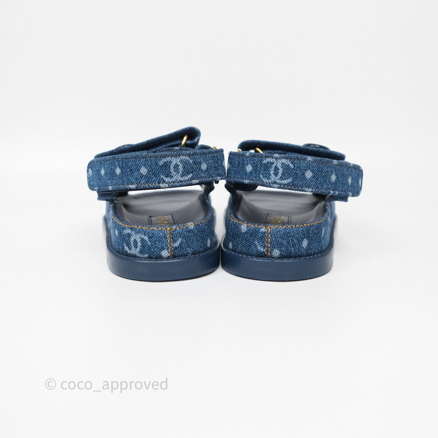 Chanel CC Dots Dad Sandals Denim Blue 23P Size 38