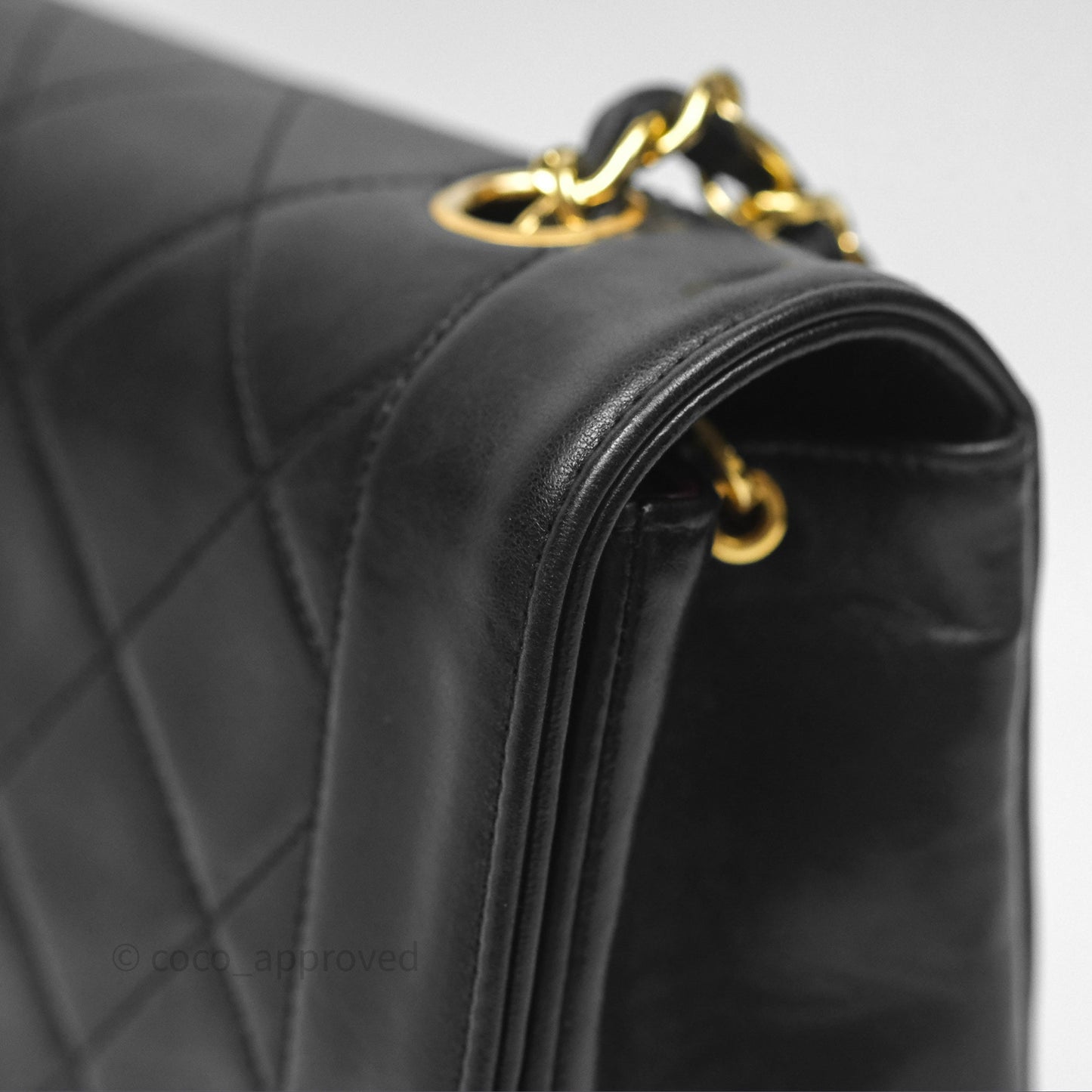 Chanel Medium Vintage Quilted Classic Diana Flap Bag Black Lambskin 24K Gold Hardware
