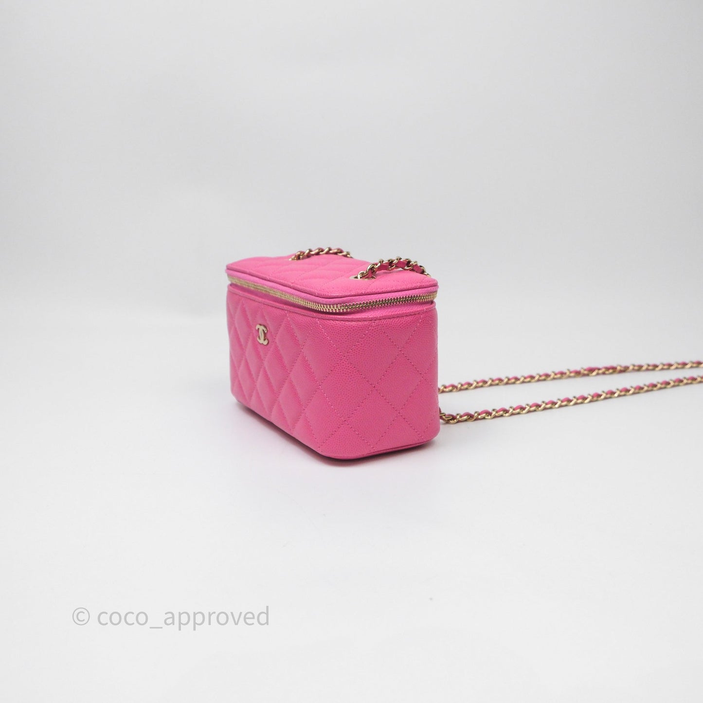 Chanel Classic Vanity With Chain Pink Caviar Gold Hardware