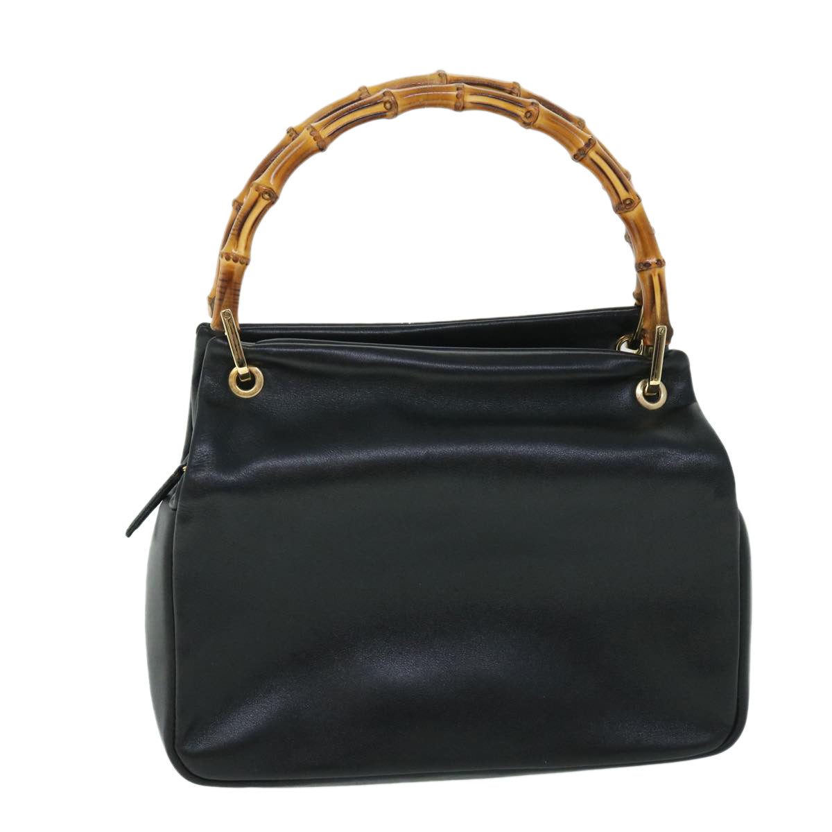 Luxury Gucci Bamboo Hand Bag Leather Black  54902