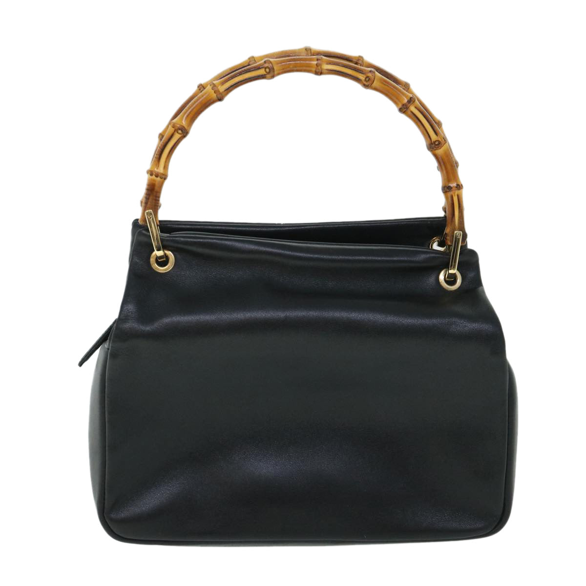 Luxury Gucci Bamboo Hand Bag Leather Black  54902