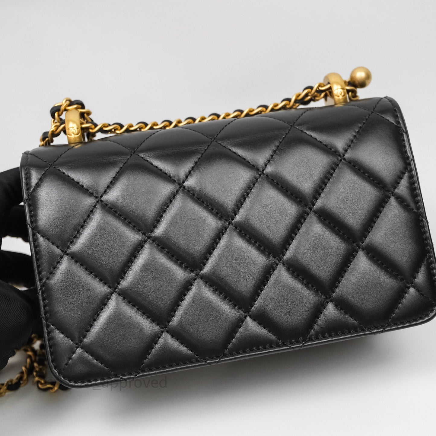 Chanel Mini Perfect Fit Adjustable Quilted Black Calfskin Aged Gold Hardware