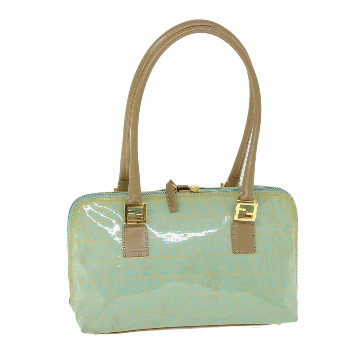 Luxury FendiZucchino Canvas Shoulder Bag Coated Canvas Blue54908