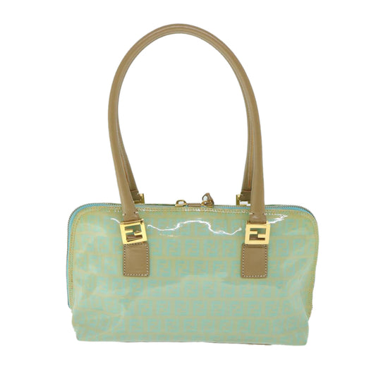 Luxury FendiZucchino Canvas Shoulder Bag Coated Canvas Blue54908