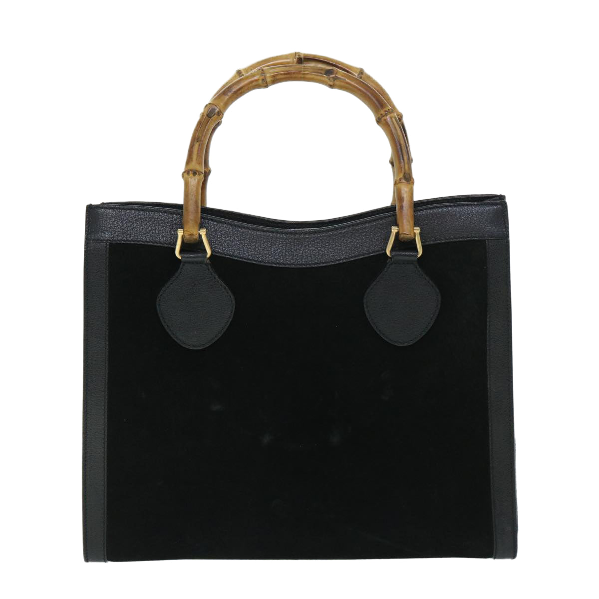 Luxury Gucci Bamboo Hand Bag Suede Leather Black 002 2865 0260  54914
