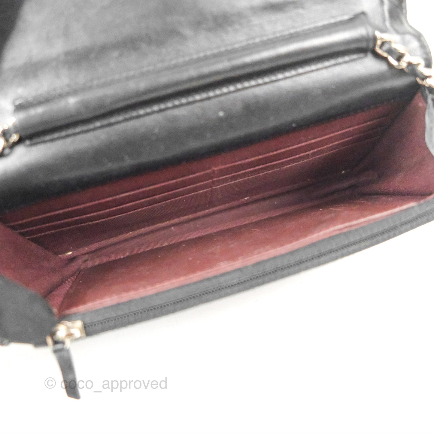 Chanel Classic Chevron Wallet on Chain WOC Black Lambskin Silver Hardware