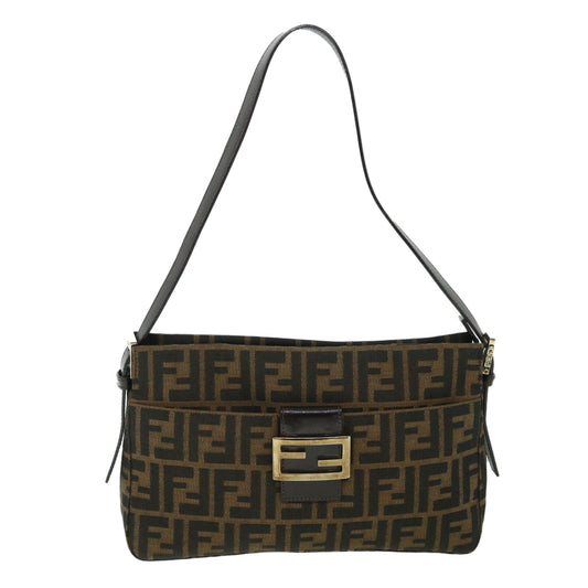 Luxury FendiZucca Canvas Mamma Baguette Shoulder Bag Black Brown54960