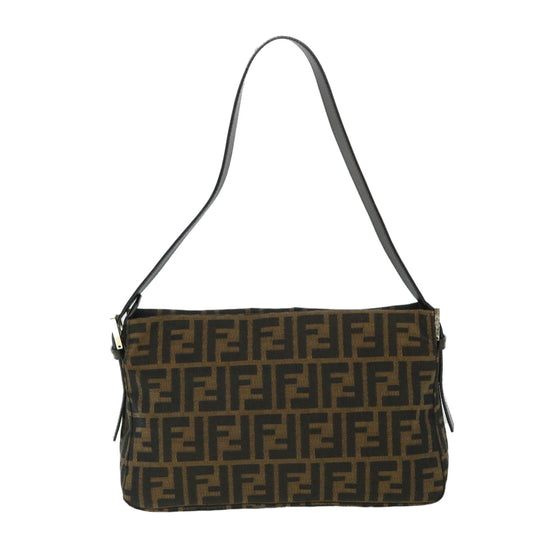 Luxury FendiZucca Canvas Mamma Baguette Shoulder Bag Black Brown54960