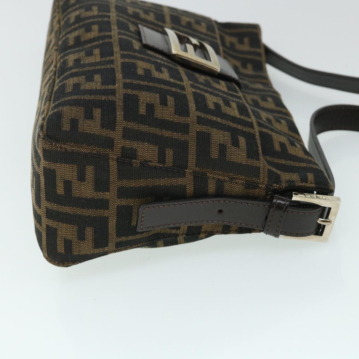 Luxury FendiZucca Canvas Mamma Baguette Shoulder Bag Black Brown54960