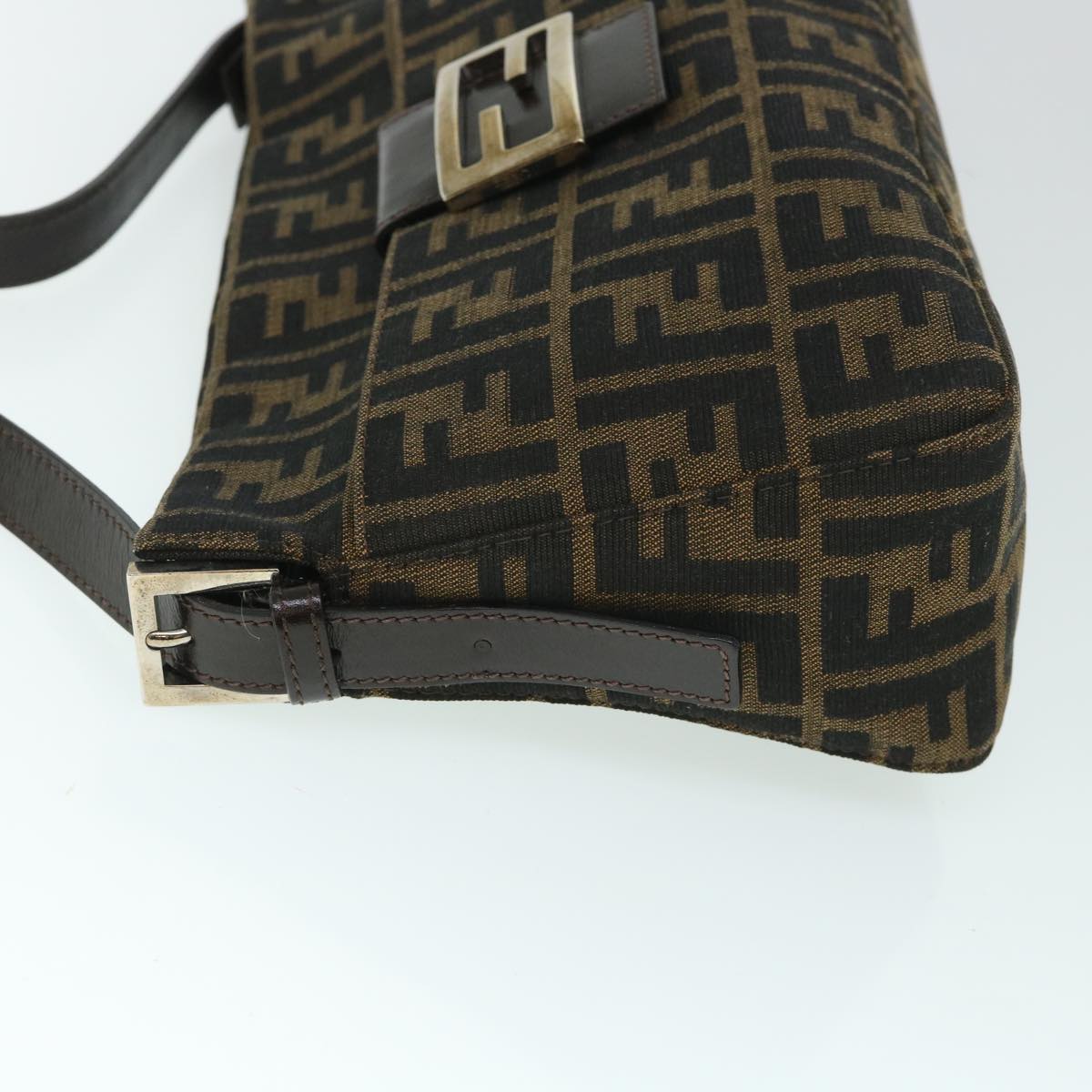 Luxury FendiZucca Canvas Mamma Baguette Shoulder Bag Black Brown54960