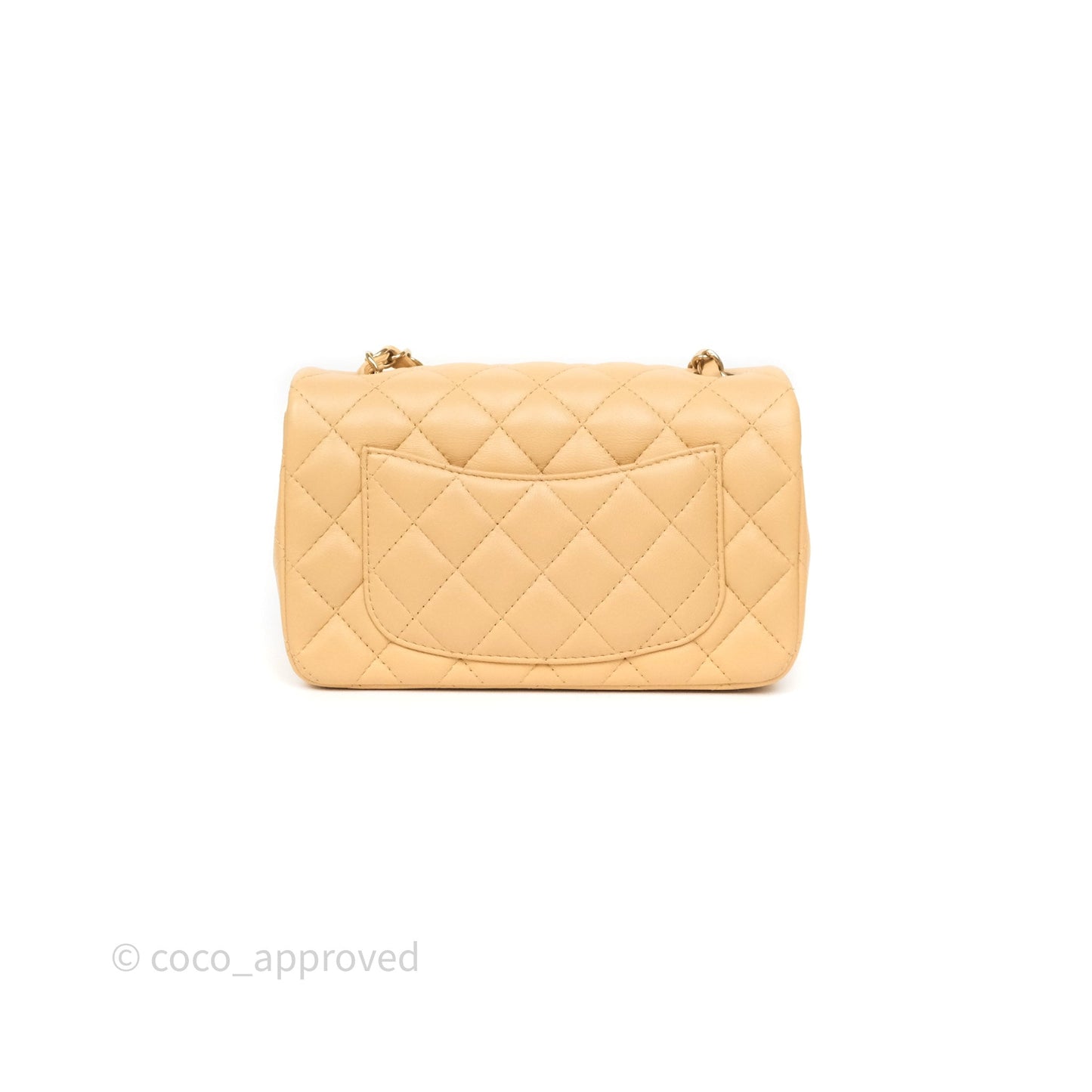 Chanel Mini Rectangular Quilted Beige Lambskin Gold Hardware