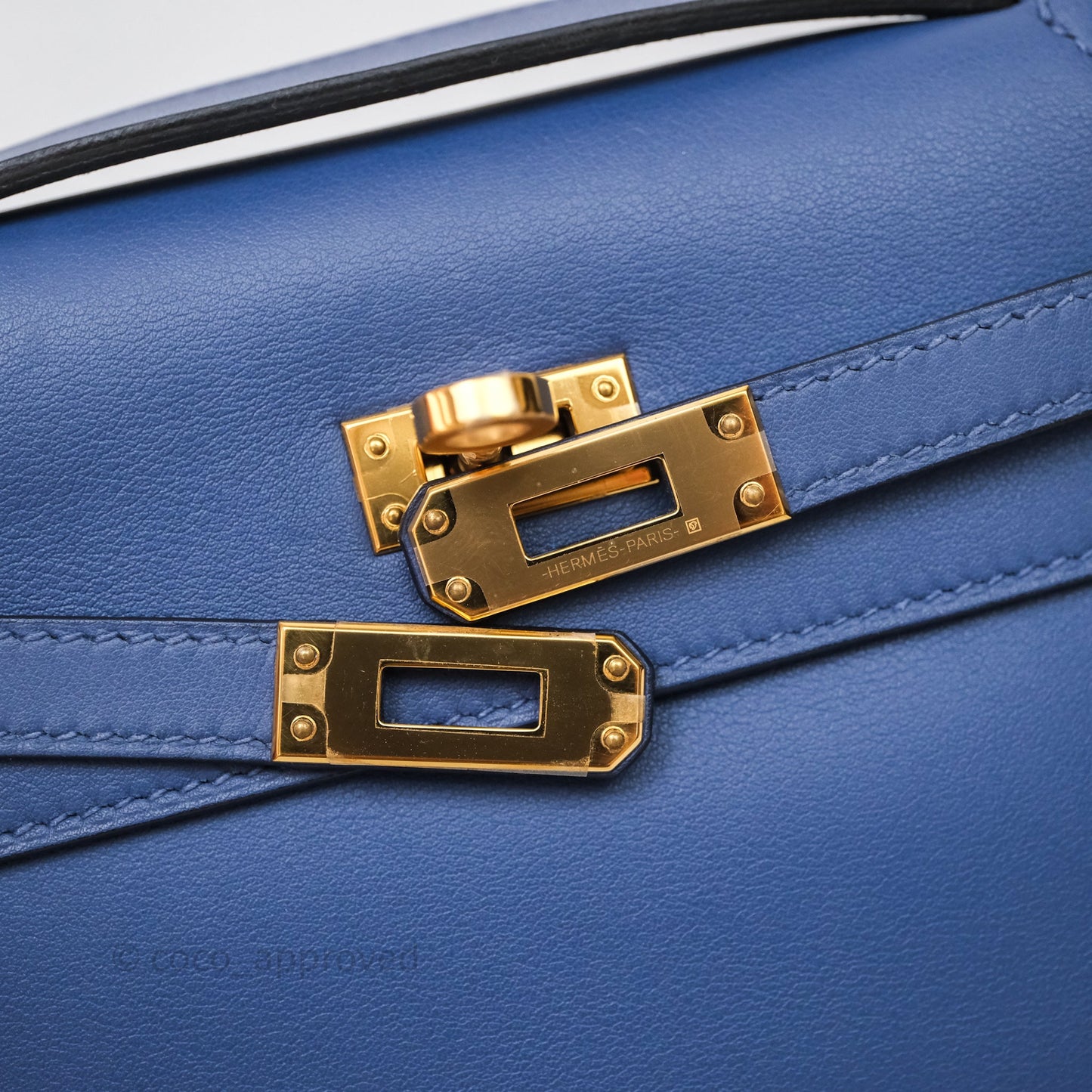 Hermès Kelly Pochette Clutch Bleu Brighton 7E Swift Gold Hardware