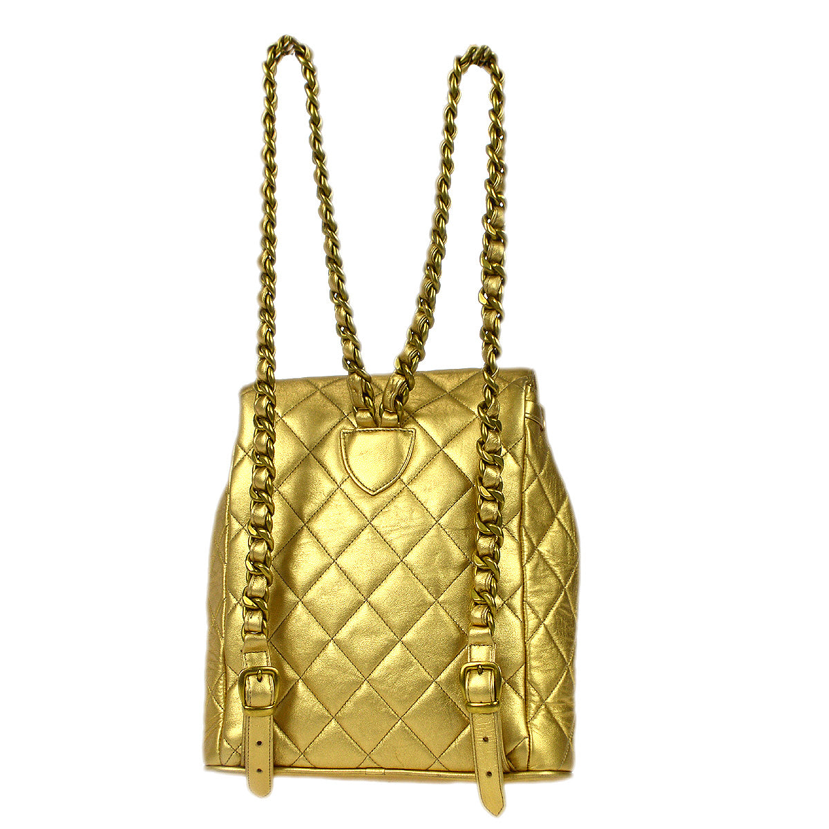 Luxury Chanel 1994 Gold Lambskin Duma Chain Backpack Large